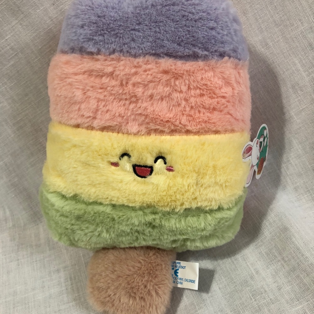 Plush Rainbow Smiling Ice Cream Bar on a Stick